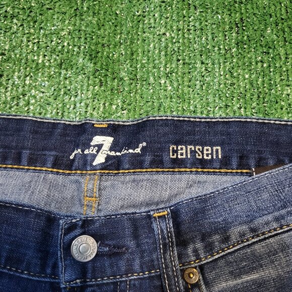 7 For All Mankind Carsen Jeans Men 33x32 Blue Relax Straight Stretch Distressed - Picture 2 of 8